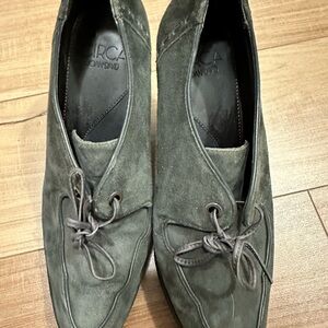 Dark gray suede pumps